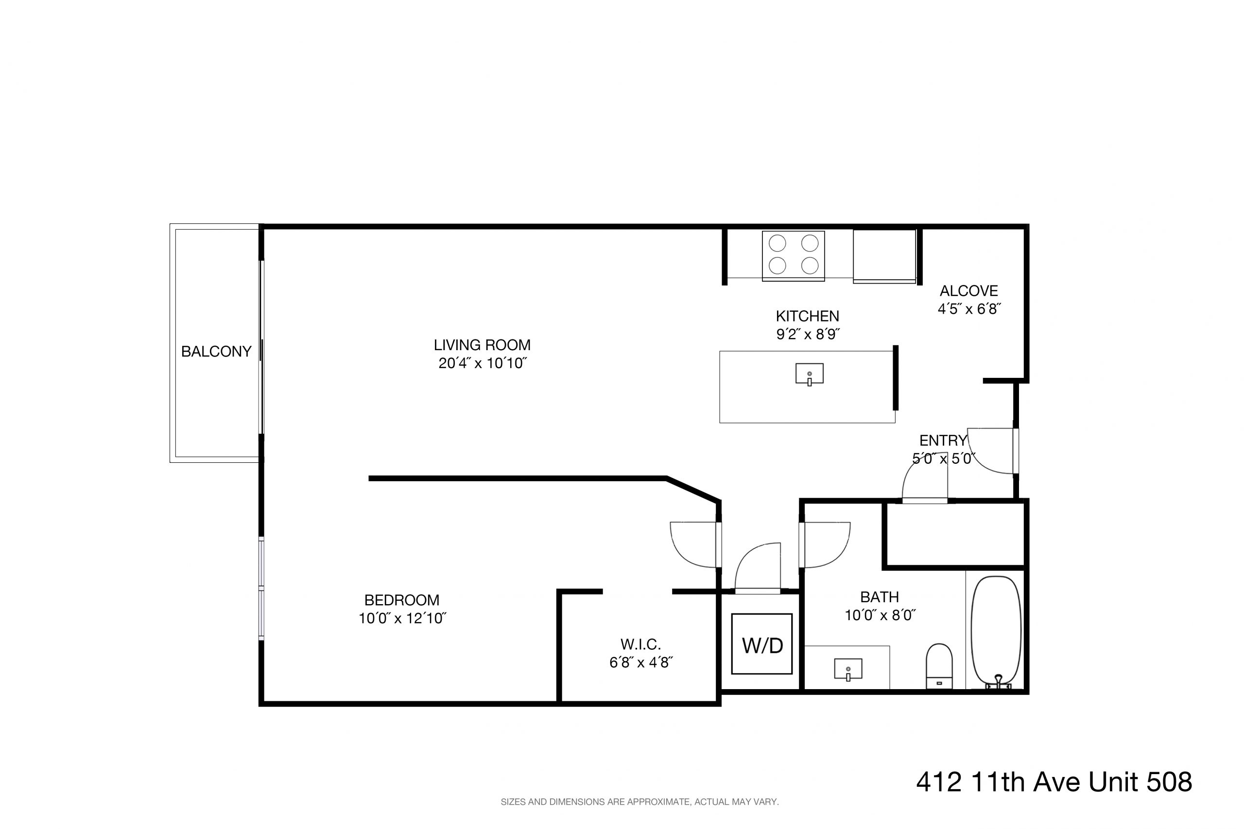 Floor Plan(dimensions) - 412 11th Avenue Unit 508